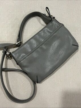 Gray Leather Crossbody Bag - Unbranded